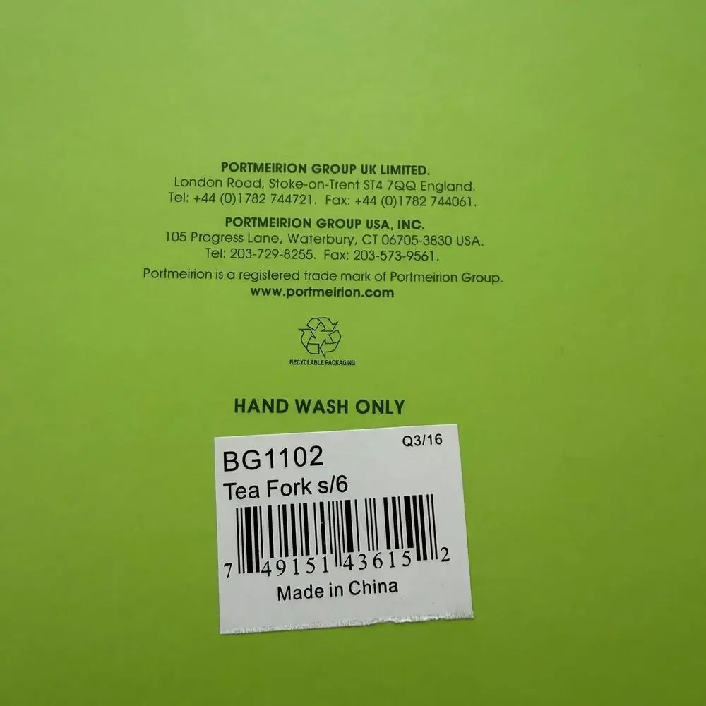 Portmeirion Botanic Garden Pastry Tea Fork Set of 6 Floral Boxed NIB